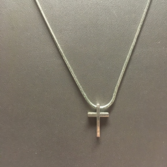 Dainty Silver Cross Necklace - Picture 2 of 4